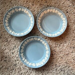 Set Of 3 Wedgwood Queensware Blue and Cream Fruit/Berry Bowls
